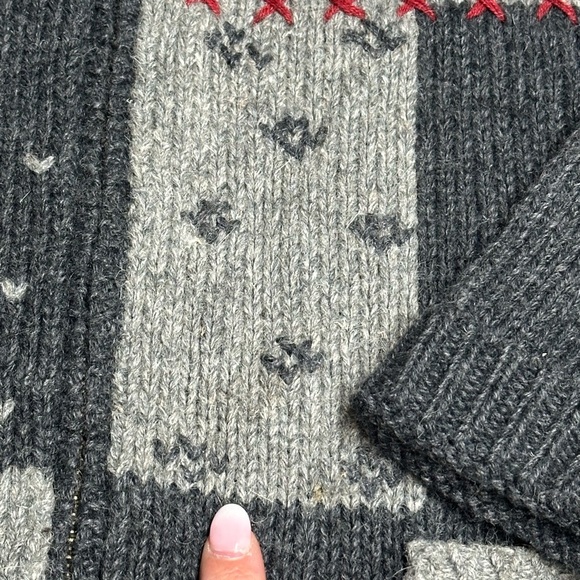 Studio Works Charcoal Cardigan with Festive Fall Autumn Embroidery Motifs Sm B11 - Picture 5 of 9